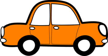 An orange hand drawn car
